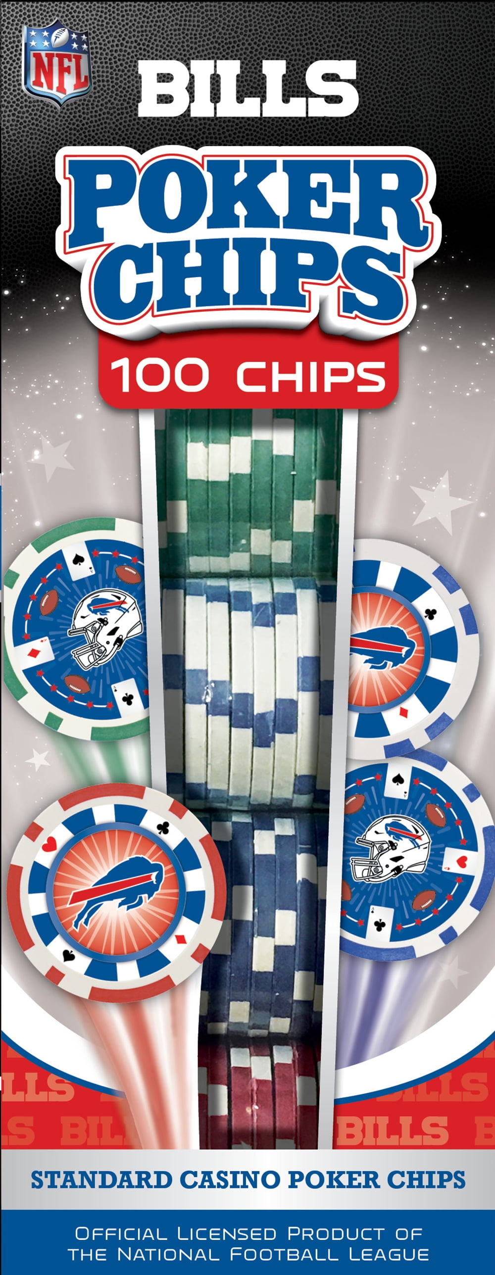 MasterPieces Casino Style 100 Piece Poker Chip Set - NFL Buffalo Bills ...