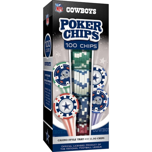 MasterPieces Casino Style 100 Piece Poker Chip Set - NFL Dallas Cowboys