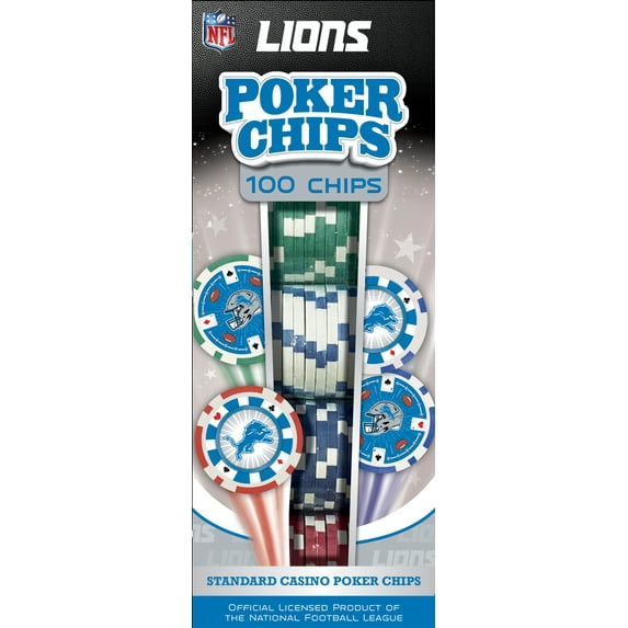 MasterPieces Casino Style 100 Piece Poker Chip Set - NFL Detroit Lions