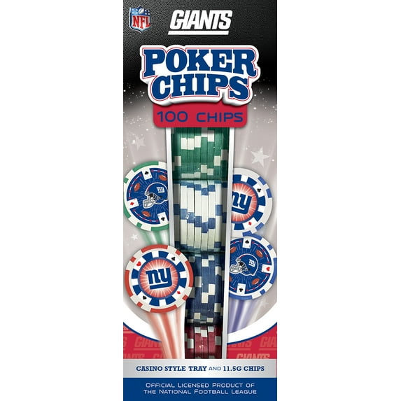 MasterPieces Casino Style 100 Piece Poker Chip Set - NFL New York Giants