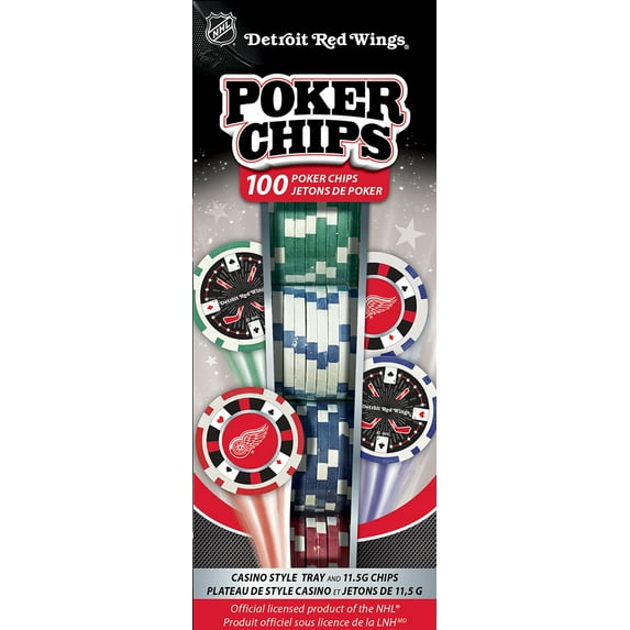 MasterPieces Casino Style 100 Piece Poker Chip Set - NHL Detroit Red Wings