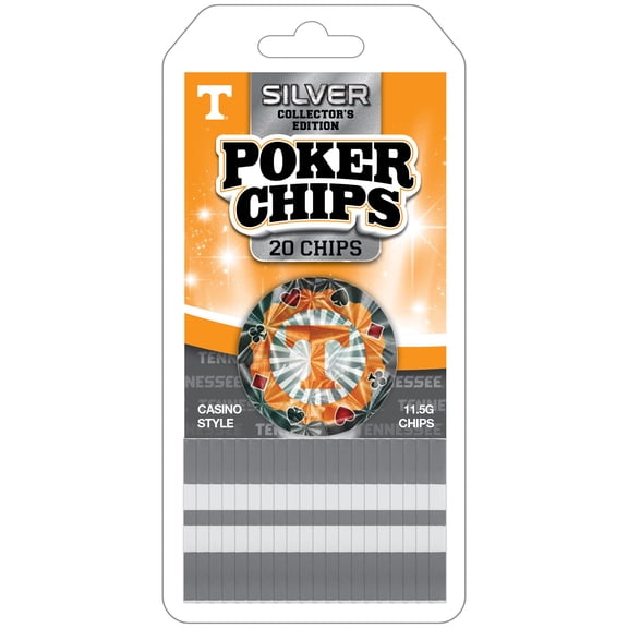 MasterPieces Casino Style 20 Piece 11.5 Gram Poker Chip Set NCAA Tennessee Volunteers Silver Edition