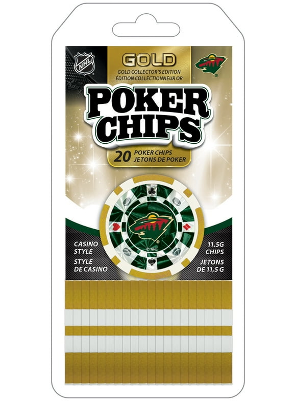 MasterPieces Casino Style 20 Piece 11.5 Gram Poker Chip Set NHL Minnesota Wild Gold Edition