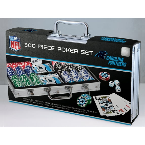 MasterPieces Casino Style 300 Piece Poker Chip Set - NFL Carolina Panthers