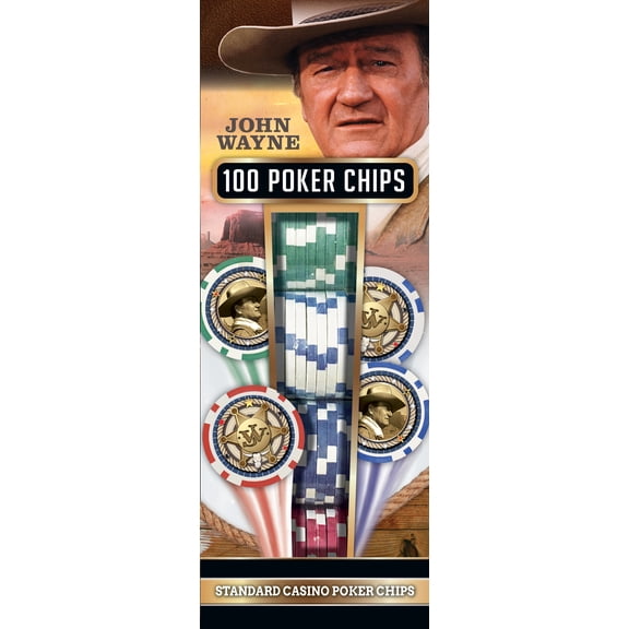 MasterPieces John Wayne Poker Chip Set - 100 Piece Casino Style Collectible Poker Set