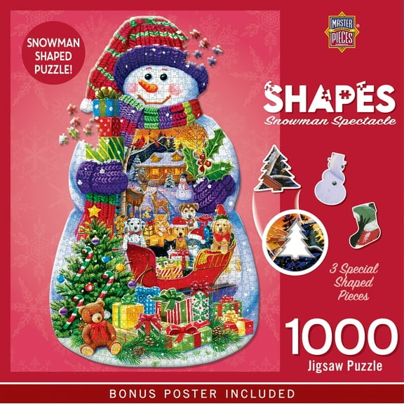 MasterPieces Contours - Snowman Spectacle Shaped 1000 Piece Jigsaw puzzle