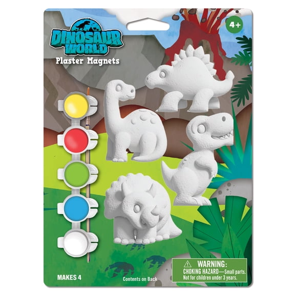 MasterPieces - Dinosaur World - 6-Pack Plaster Magnets Paint Kit