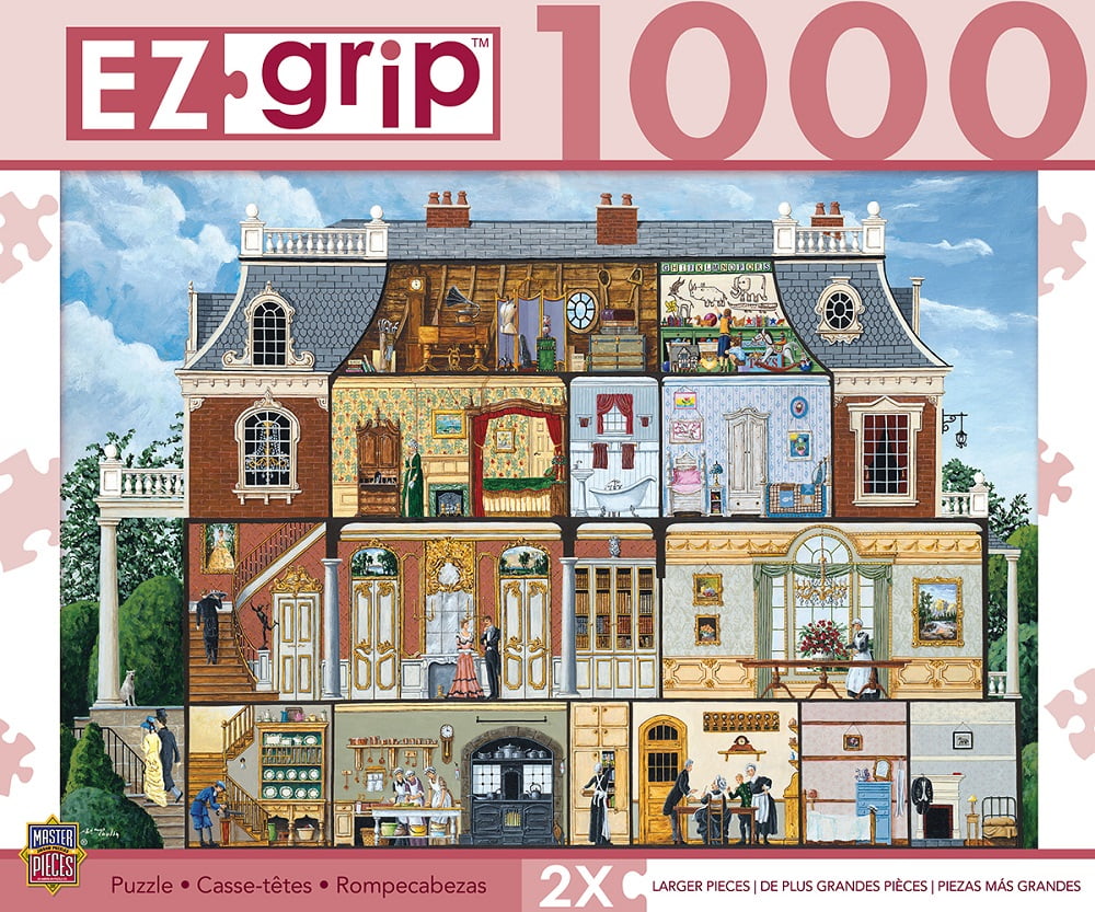 MasterPieces EZ Grip Upstairs, Downstairs - Cutaway House Large 1000 Piece EZ Grip Jigsaw Puzzle by Art Poulin