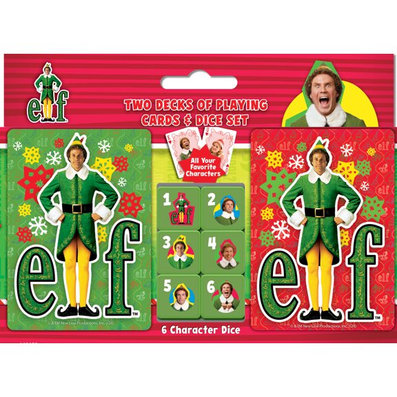 MasterPieces Elf 2-pack Playing Cards & Dice Set for Families