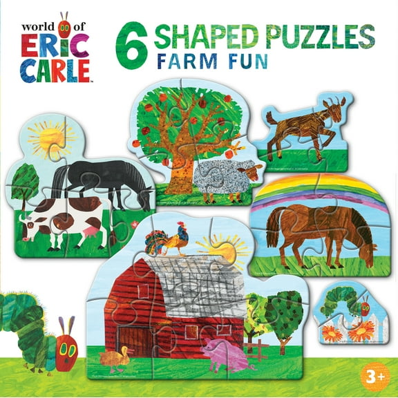 MasterPieces Eric Carle - Farm Life 6-Pack Mini Shaped Puzzles for Kids