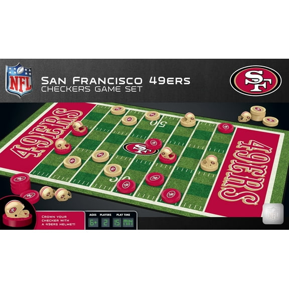 MasterPieces Family Game - NFL San Francisco 49ers Checkers - Officially Licensed Board Game for Kids & Adults, 13" x 21"