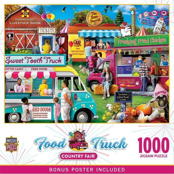 MasterPieces 1000 Piece Jigsaw Puzzle - Food Truck Roundup Country Fair Scene