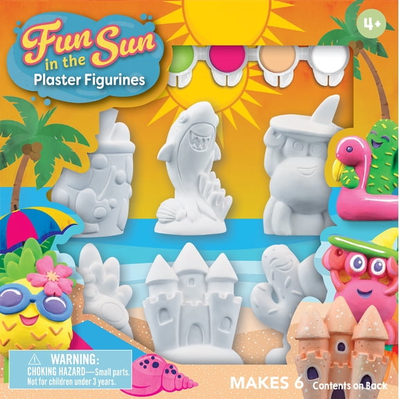 MasterPieces - Fun in the Sun - Plaster Beach Figurine Paint Set for Children