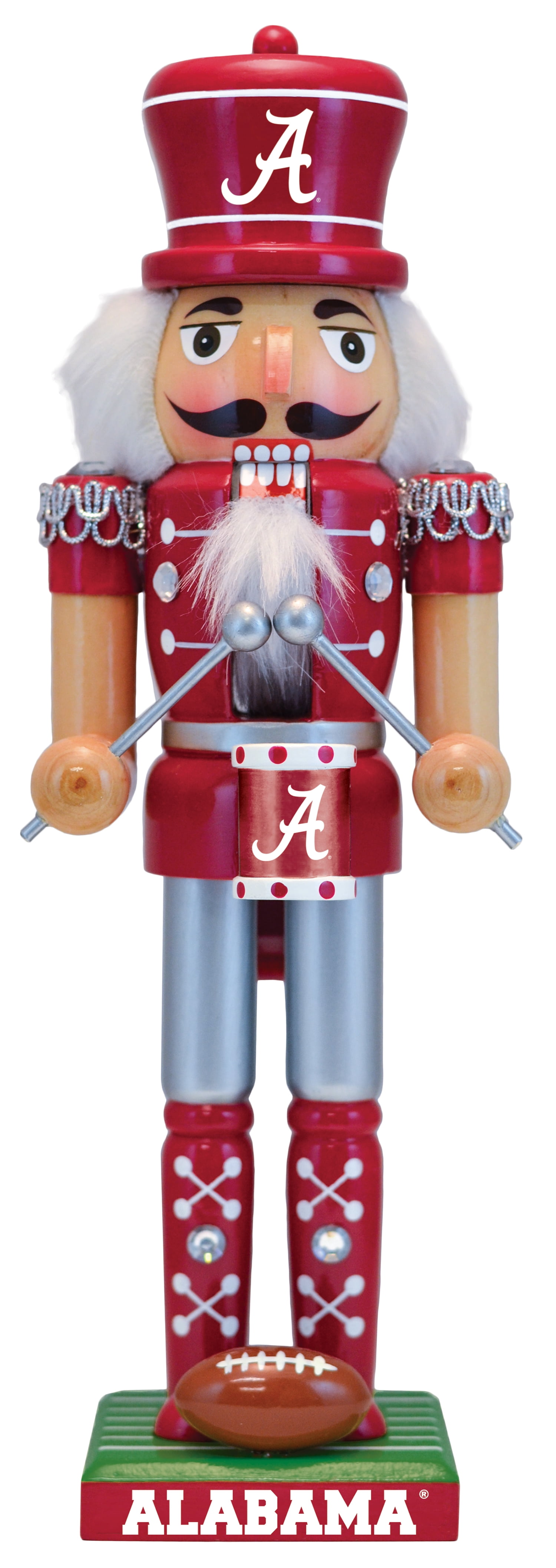 Alabama Crimson Tide Red and Silver Wooden Nutcracker