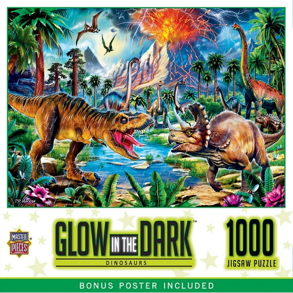 MasterPieces Glow in the Dark - Dinosaurs 1000 Piece Adult Jigsaw Puzzle