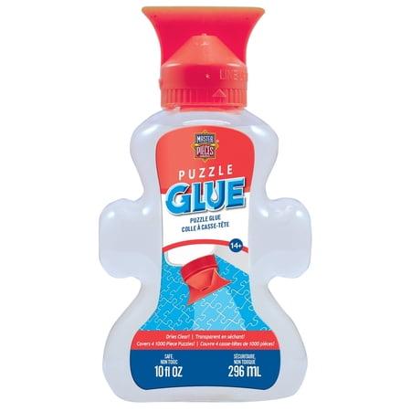 MasterPieces Puzzle Glue with Cap Spreader, Clear Finish and Quick Dry Glue for Jigsaw Puzzles, 10 fl oz