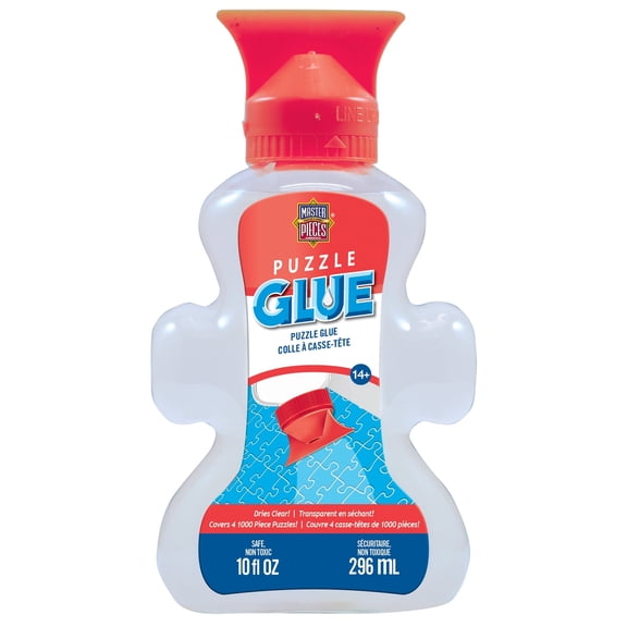 MasterPieces Puzzle Glue with Cap Spreader, Clear Finish and Quick Dry Glue for Jigsaw Puzzles, 10 fl oz