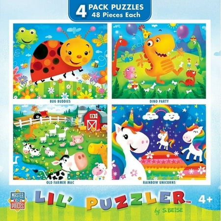 MasterPieces Lil Puzzler 4-Pack Jigsaw Puzzles for Kids Ages 6+, Educational Children's Game