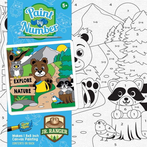 MasterPieces Jr. Ranger Nature Paint By Number for Kids – DIY Painting Canvas Set with Brushes & Paints