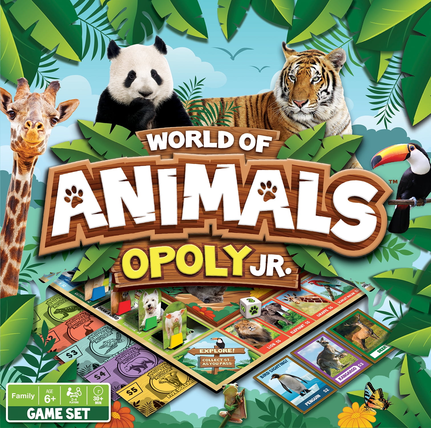 MasterPieces Travel Junior - World of Animals Opoly Jr. Family