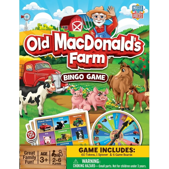 MasterPieces Old MacDonald's Farm Bingo Game for Kids - Fun Family Game Pack Ages 3 and Up