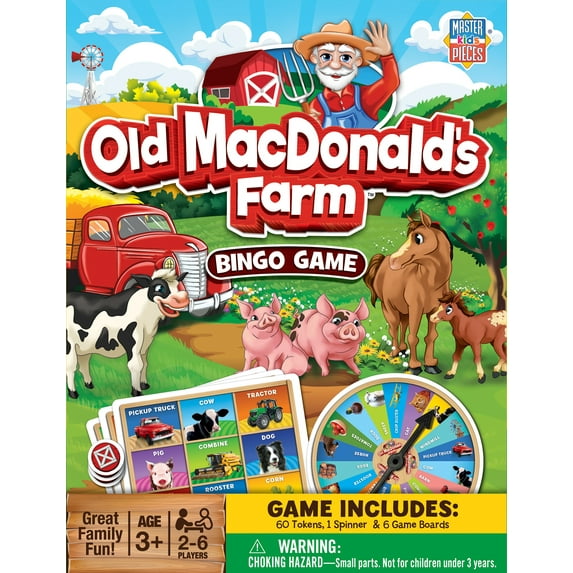 MasterPieces Old MacDonald's Farm Bingo Game for Kids - Fun Family Game Pack Ages 3 and Up