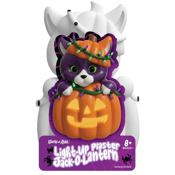 MasterPieces - Light-Up Jack-O-Lantern - 6" Plaster Paint Kit for Children