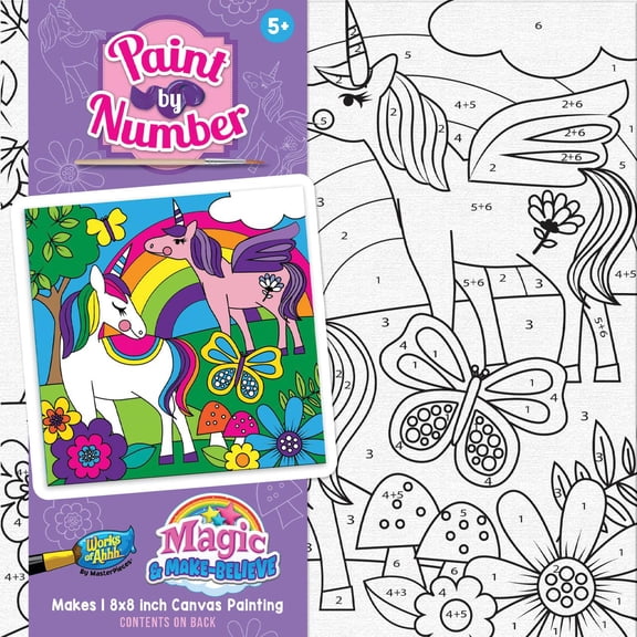 MasterPieces Magic & Make Believe Paint By Number for Kids – DIY Painting Canvas Set with Brushes & Paints