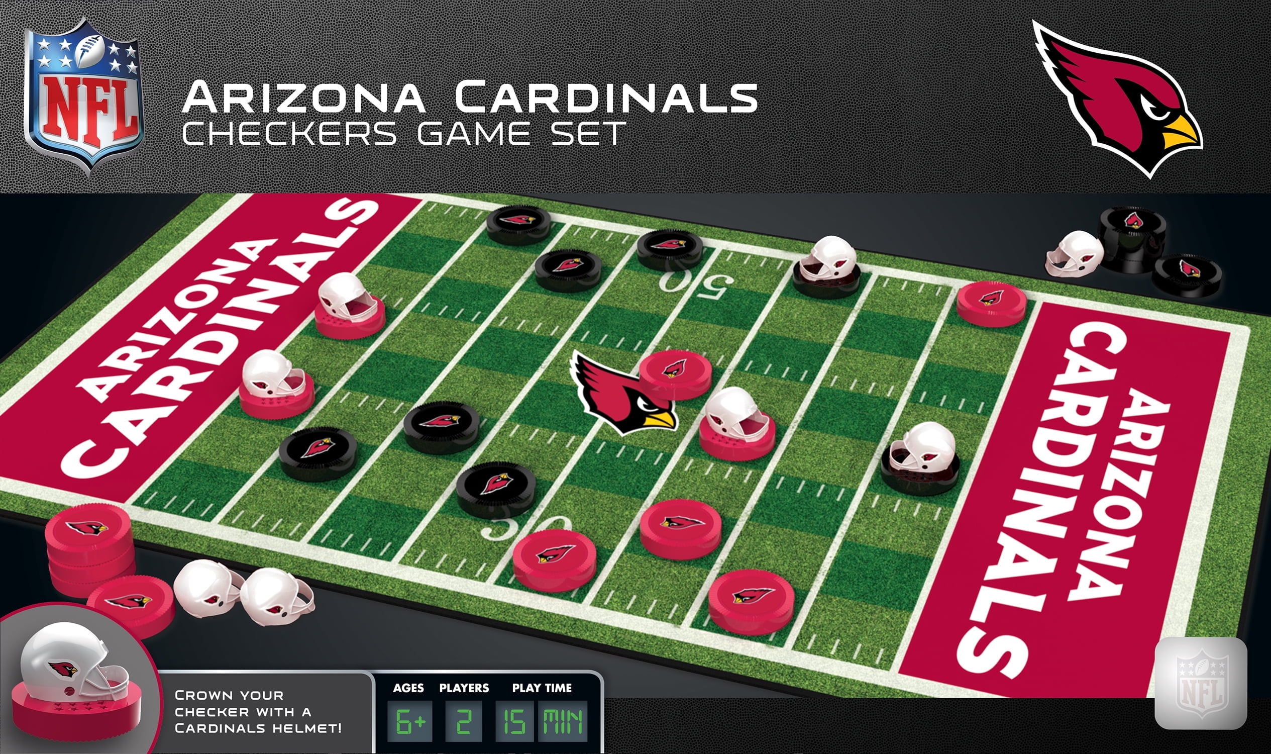 MasterPieces - NFL Checkers, Officially Licensed Arizona Cardinals Football Board Game for 2 Players, Family Fun for Kids & Adults