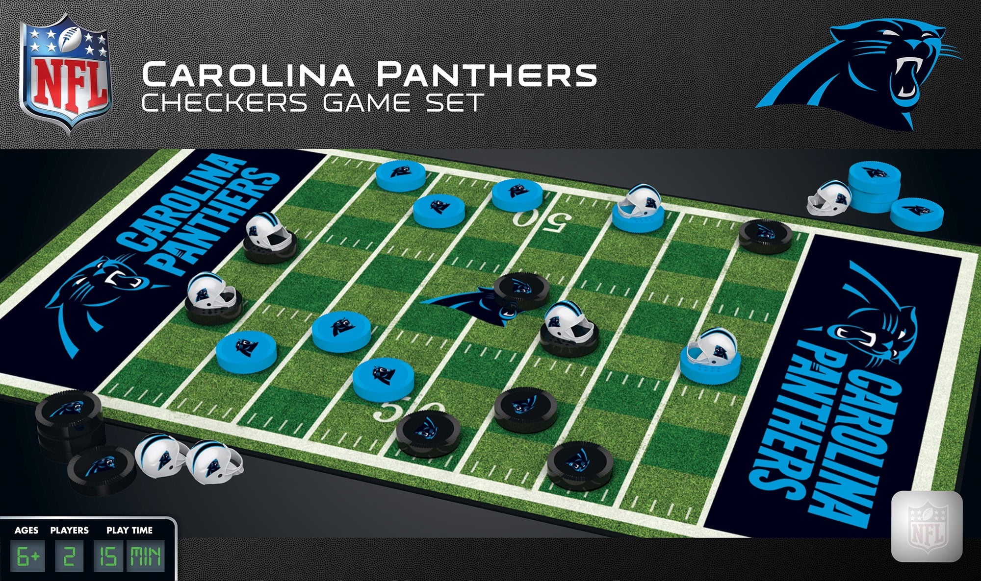 MasterPieces Officially licensed NFL Carolina Panthers Checkers Board Game for Families and Kids ages 6 and Up