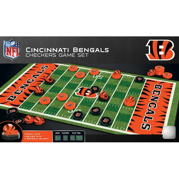 MasterPieces - NFL Checkers, Officially Licensed Cincinnati Bengals Football Board Game for 2 Players, Family Fun for Kids & Adults