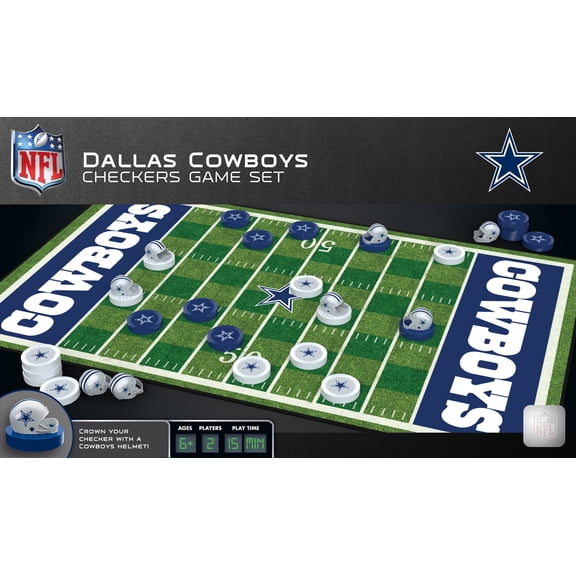 MasterPieces - NFL Checkers, Officially Licensed Dallas Cowboys Football Board Game for 2 Players, Family Fun for Kids & Adults