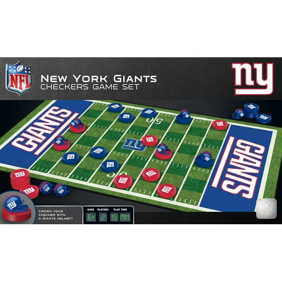 MasterPieces - NFL Checkers, Officially Licensed New York Giants Football Board Game for 2 Players, Family Fun for Kids & Adults