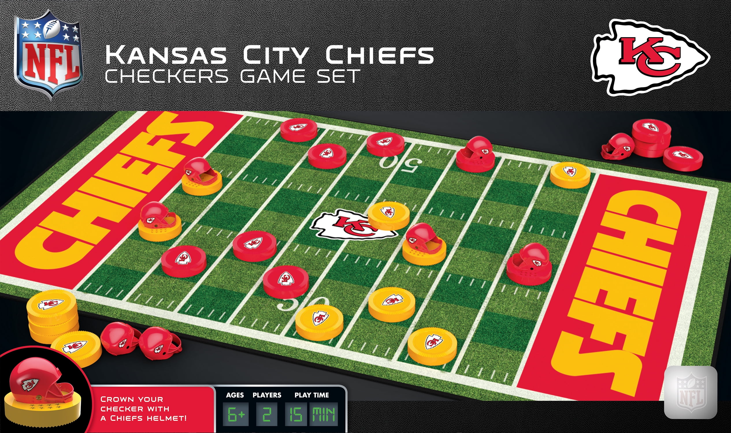 MasterPieces Officially licensed NFL Kansas City Chiefs Checkers Board Game for Families and Kids ages 6 and Up