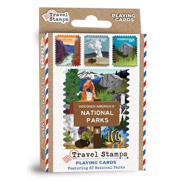 MasterPieces National Parks Travel Stamps Playing Cards - 54 Card Deck for Adults