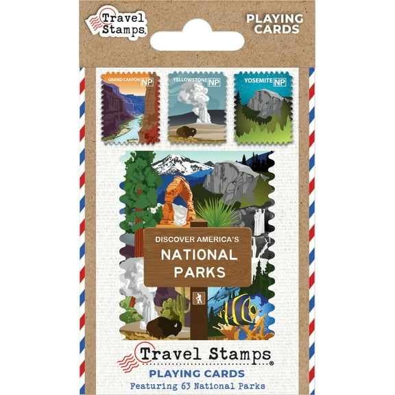 MasterPieces National Parks Travel Stamps Playing Cards - 54 Card Deck for Adults