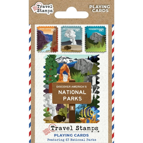 MasterPieces National Parks Travel Stamps Playing Cards - 54 Card Deck for Adults