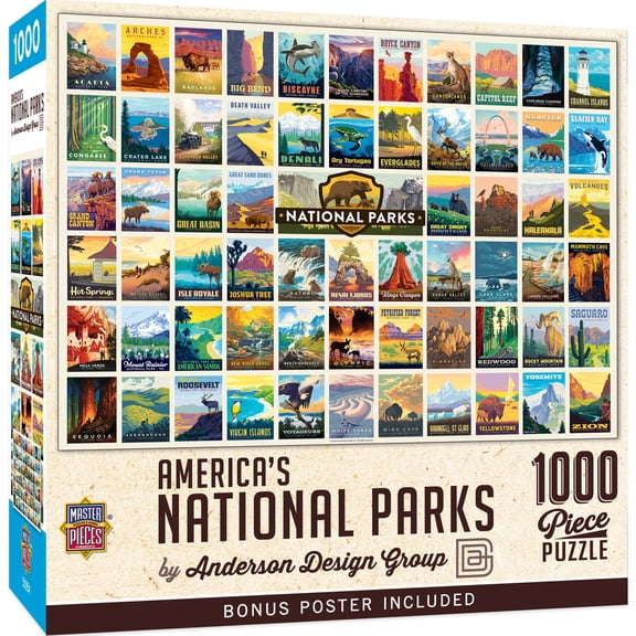 MasterPieces National Parks - Vintage Collage Poster Art 1000 Piece Adult Jigsaw Puzzle 19.25" by 26.75"
