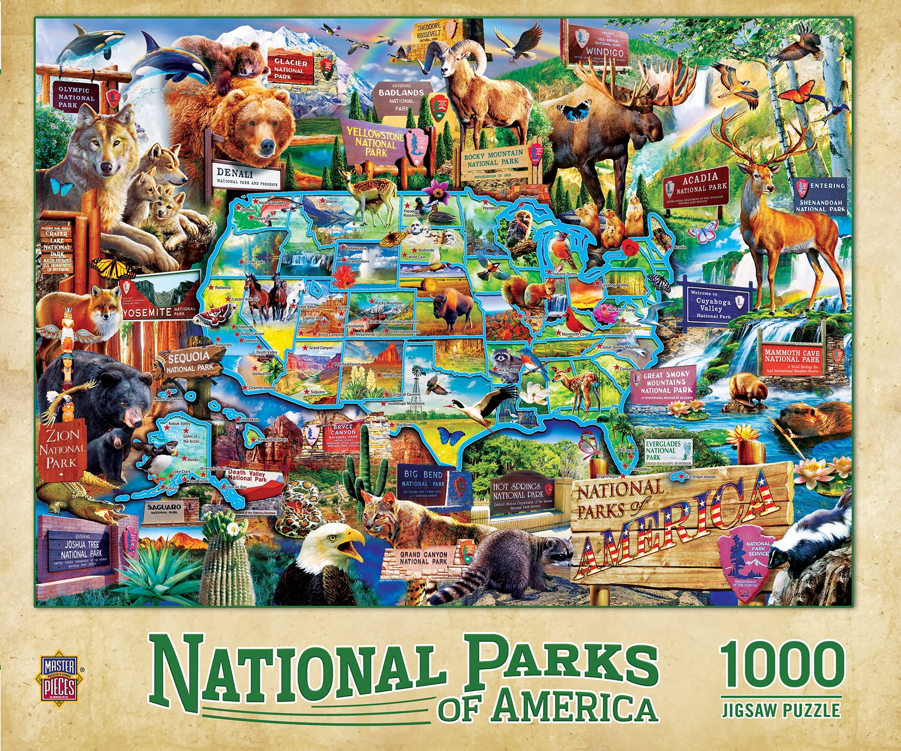 MasterPieces National Parks of America 1000 Piece Adult Jigsaw Puzzle 19.25" by 26.75"