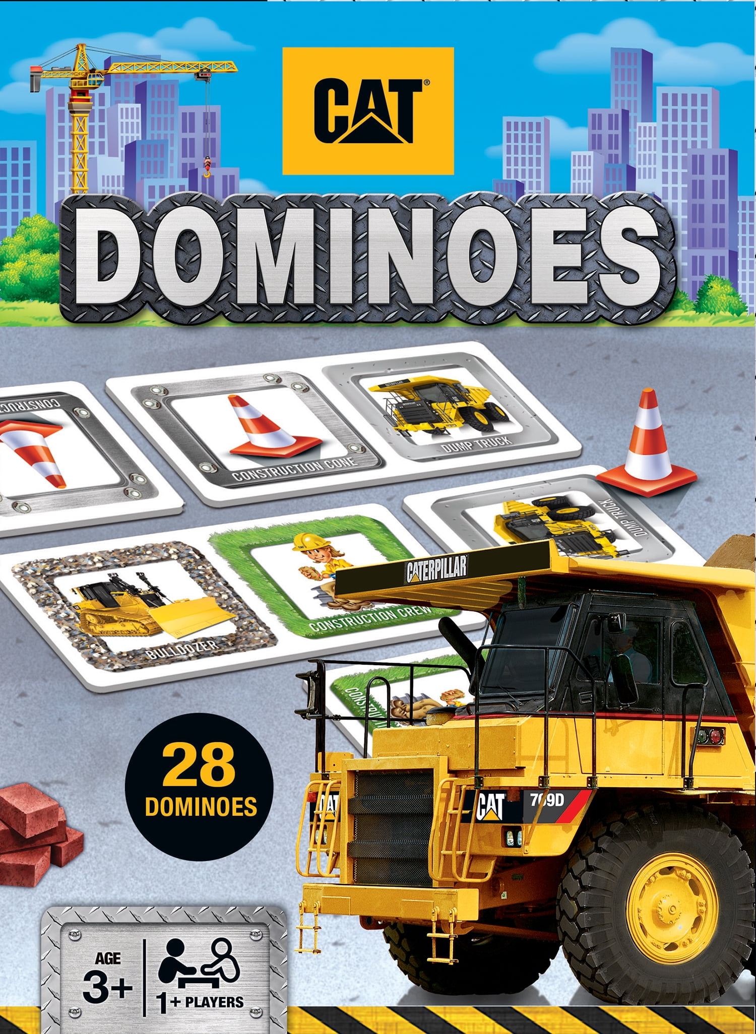 Caterpillar Construction Theme 28-Piece Domino Set for Kids