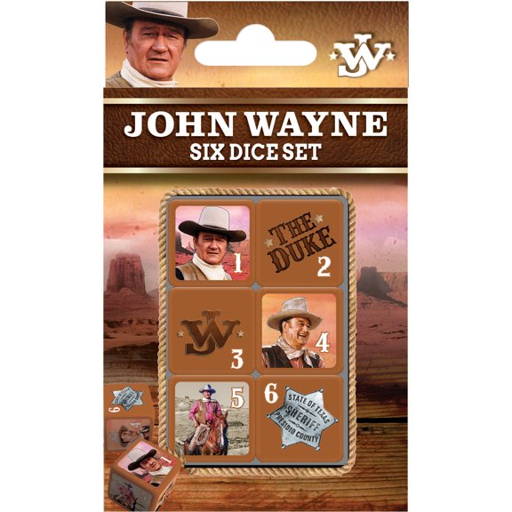MasterPieces Officially Licensed John Wayne - 6 Piece D6 Gaming Dice Set Ages 6 and Up