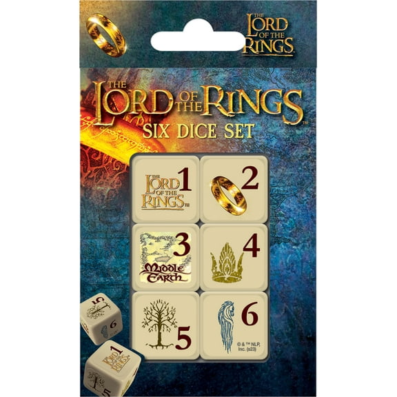 MasterPieces Officially Licensed Lord of the Rings 6 Piece D6 Gaming Dice Set Ages 6 and Up
