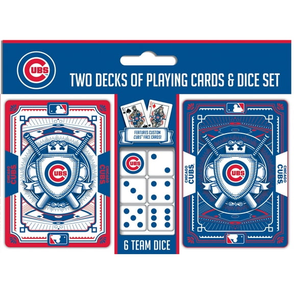 MasterPieces Officially Licensed MLB Chicago Cubs 2-Pack Playing cards & Dice set for Adults