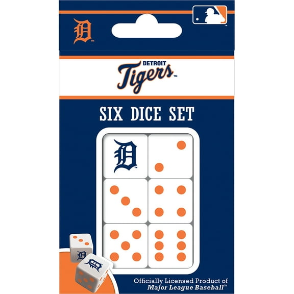 MasterPieces Officially Licensed MLB Detroit Tigers - 6 Piece D6 Gaming Dice Set Ages 6 and Up