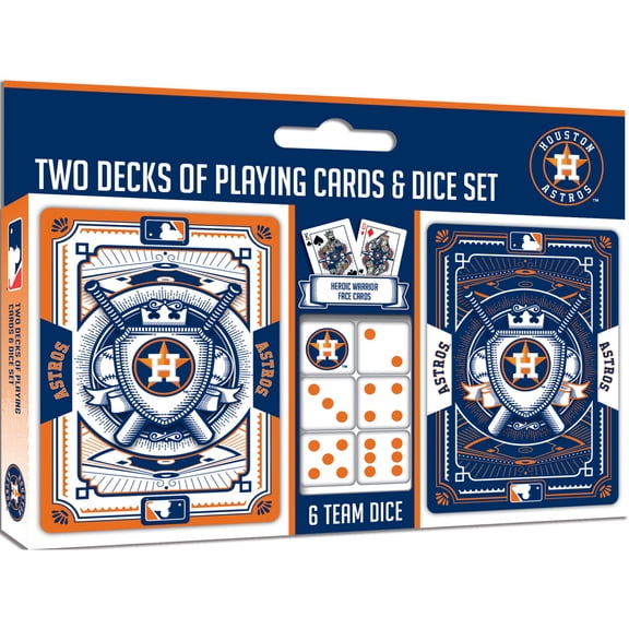 MasterPieces Officially Licensed MLB Houston Astros 2-Pack Playing cards & Dice set for Adults