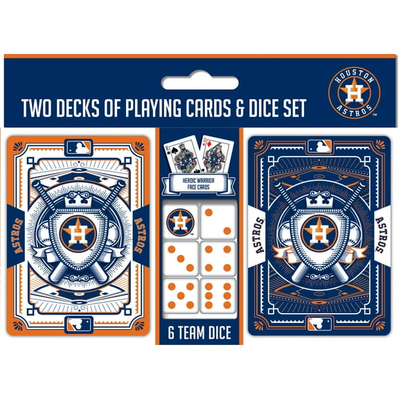 MasterPieces Officially Licensed MLB Houston Astros 2-Pack Playing cards & Dice set for Adults