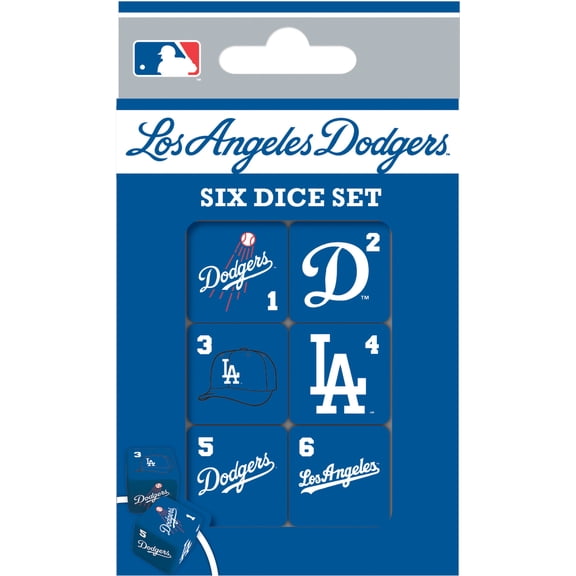 MasterPieces Officially Licensed MLB Los Angeles Dodgers - 6 Piece D6 Gaming Dice Set Ages 6 and Up