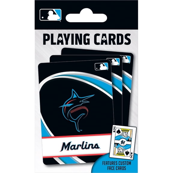 MasterPieces Officially Licensed MLB Miami Marlins Playing Cards - 54 Card Deck for Adults