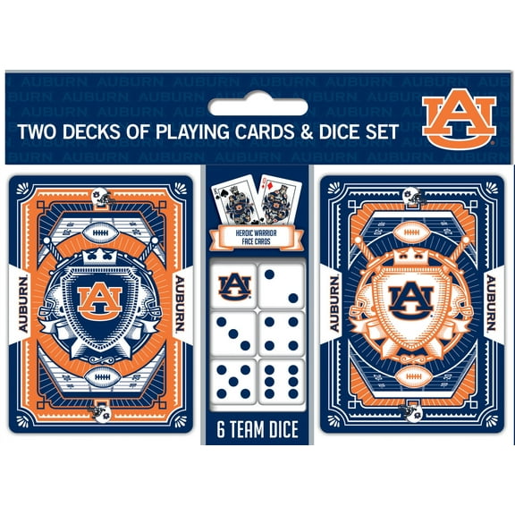 MasterPieces Officially Licensed NCAA Auburn Tigers 2-Pack Playing cards & Dice set for Adults