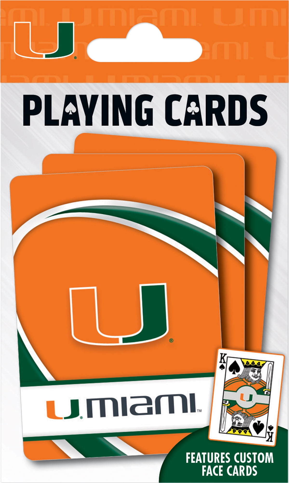 MasterPieces Officially Licensed NCAA Miami Hurricanes Playing Cards - 54 Card Deck for Adults